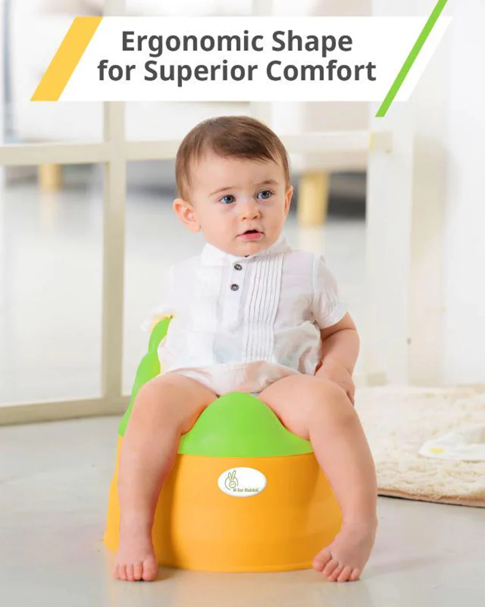 R For Rabbit Tiny Tots Adaptable Potty Chair-With Detachable Seat Cover-6 to 48M-Green Yellow - Image 3