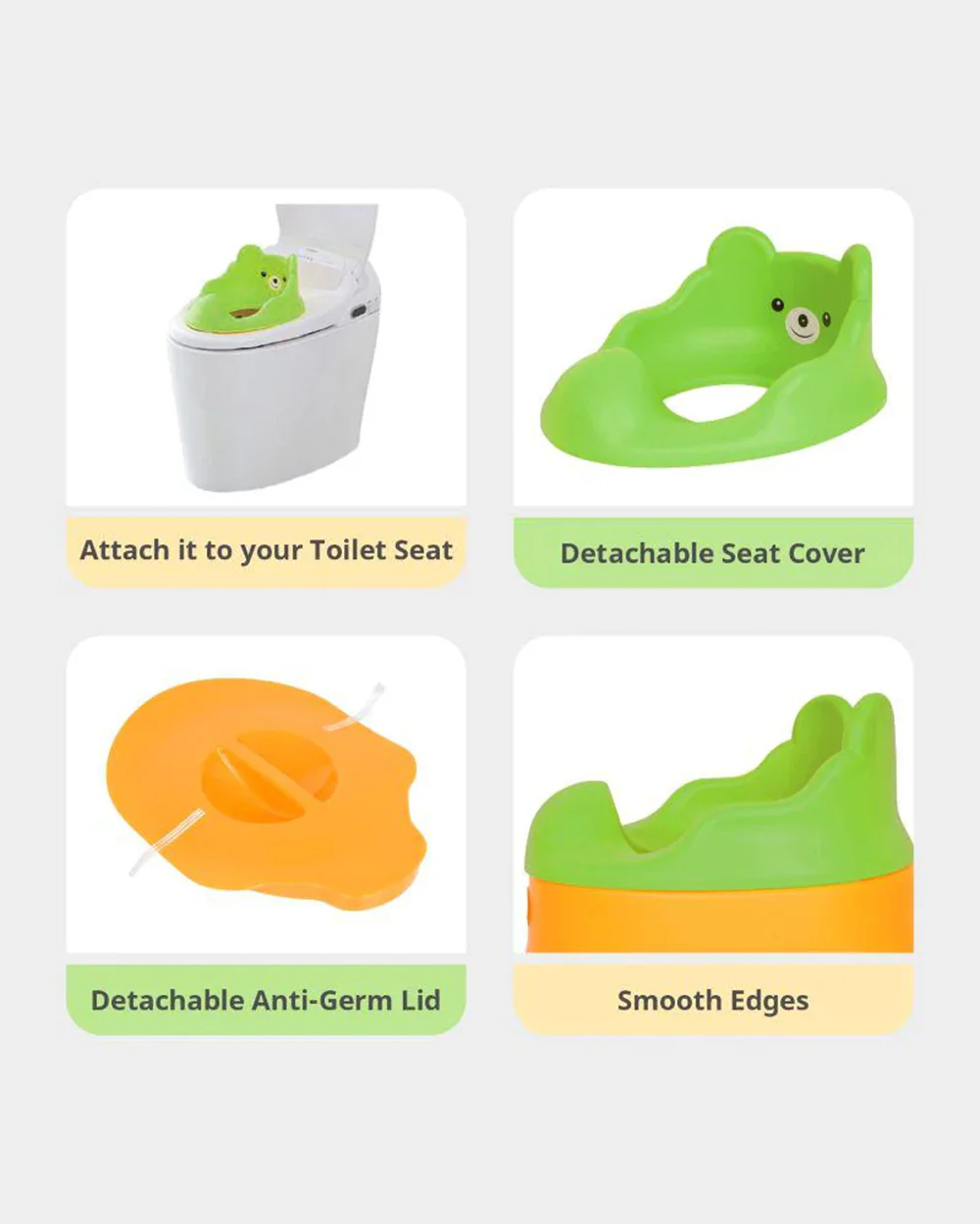 R For Rabbit Tiny Tots Adaptable Potty Chair-With Detachable Seat Cover-6 to 48M-Green Yellow - Image 4