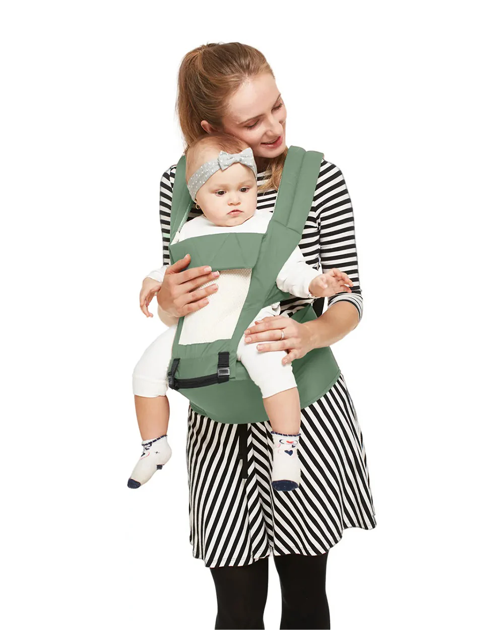 R for Rabbit Upsy Daisy Baby Carrier-With 4 In 1 Carry Position-Adjustable Hip Seat Belt-3M to 2Y (Upto 15Kg)-Green - Image 8