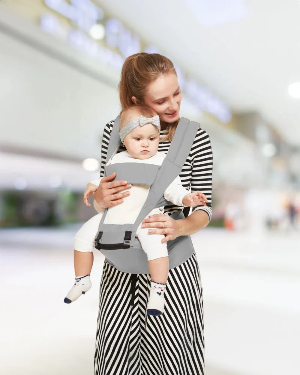 R for Rabbit Upsy Daisy Baby Carrier-With 4 In 1 Carry Position-Adjustable Hip Seat Belt-3M to 2Y (Upto 15Kg)-Grey Cream