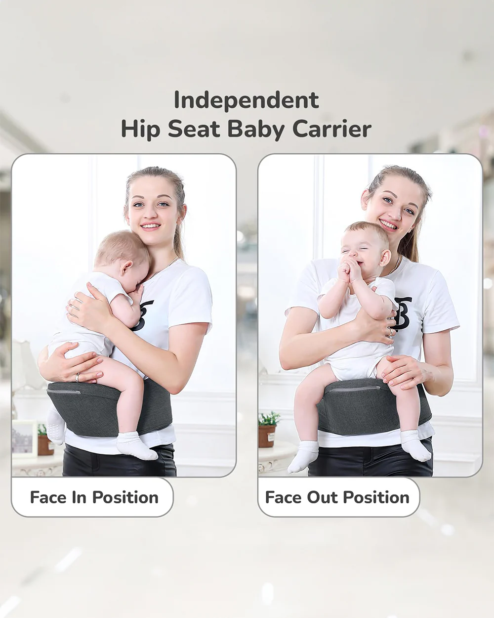 R for Rabbit Upsy Daisy Ergo 8 in 1 Hip Seat Baby Carrier-8 Carry Positions-Soft Cushion Belts-4 to 36M (Upto 15 Kg)-Dark Grey - Image 4