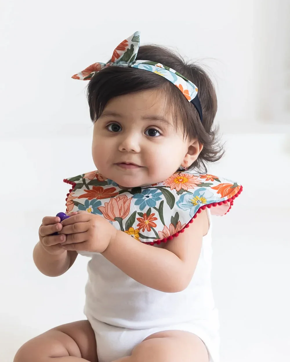 Rattle & Co Cotton Bib & Bow Set-Snap Button Closure-With Waterproof Lining-Free Spirits-For Infants - Image 3