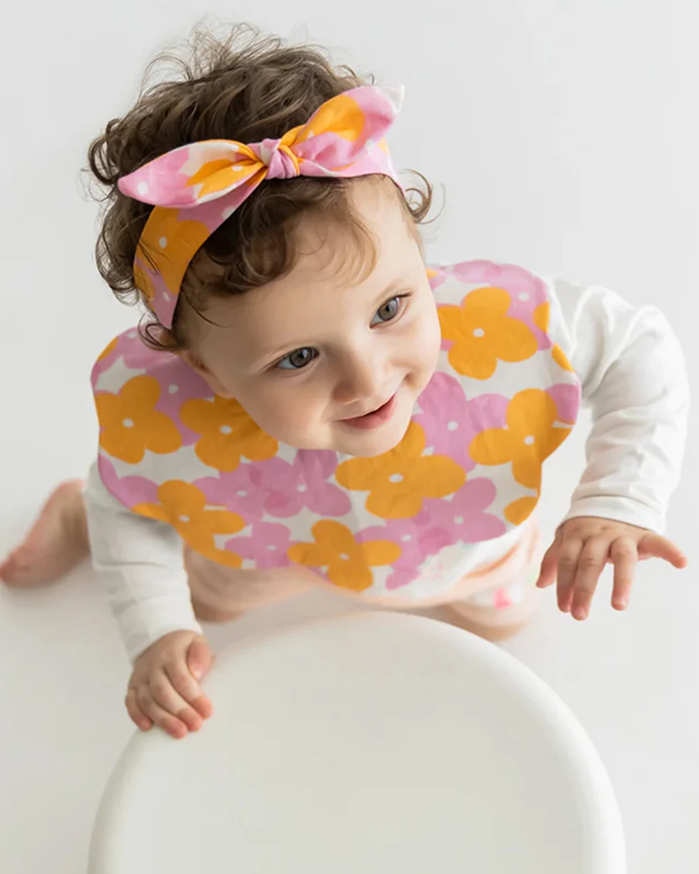 Rattle & Co Cotton Bib & Bow Set-Snap Button Closure-With Waterproof Lining-Happy Like A Fool-For Infants - Image 2
