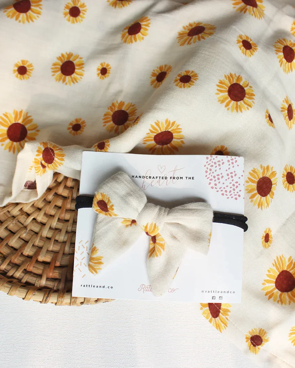 Rattle & Co You're A Sunflower Swaddle & Headband Gift Set-Pack Of 2-Gift For Baby Shower & Baby Birthday - Image 6