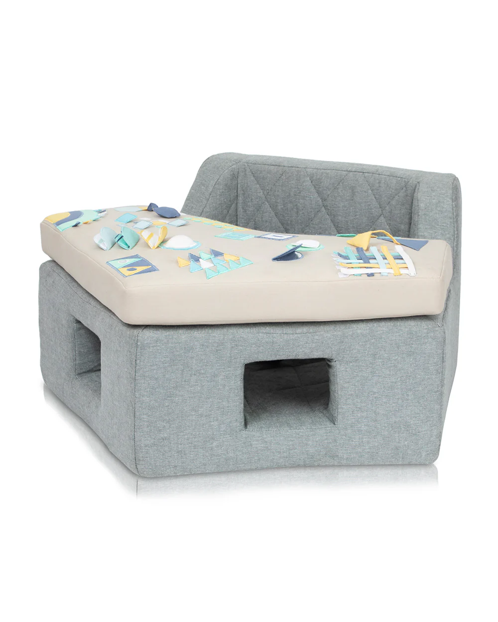 Role Play Neo Geometric Baby Activity Center and Table-Detachable Tray with Squeaker-Crinkle Paper-Mirror and Rattle-Harness to Hold Baby in Place-Stimulate Your Baby's Senses and Encourage Interactive Learning-Toys-12M+ - Image 3