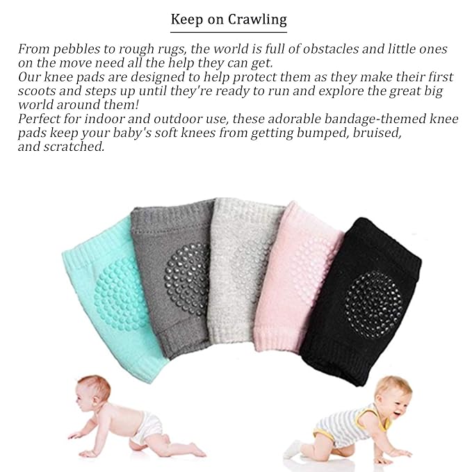 Safe-O-Kid-Anti Slip Elbow and Knee Pads/Guards-For Crawling Baby, Toddler & Infant-Dark Grey - Image 3