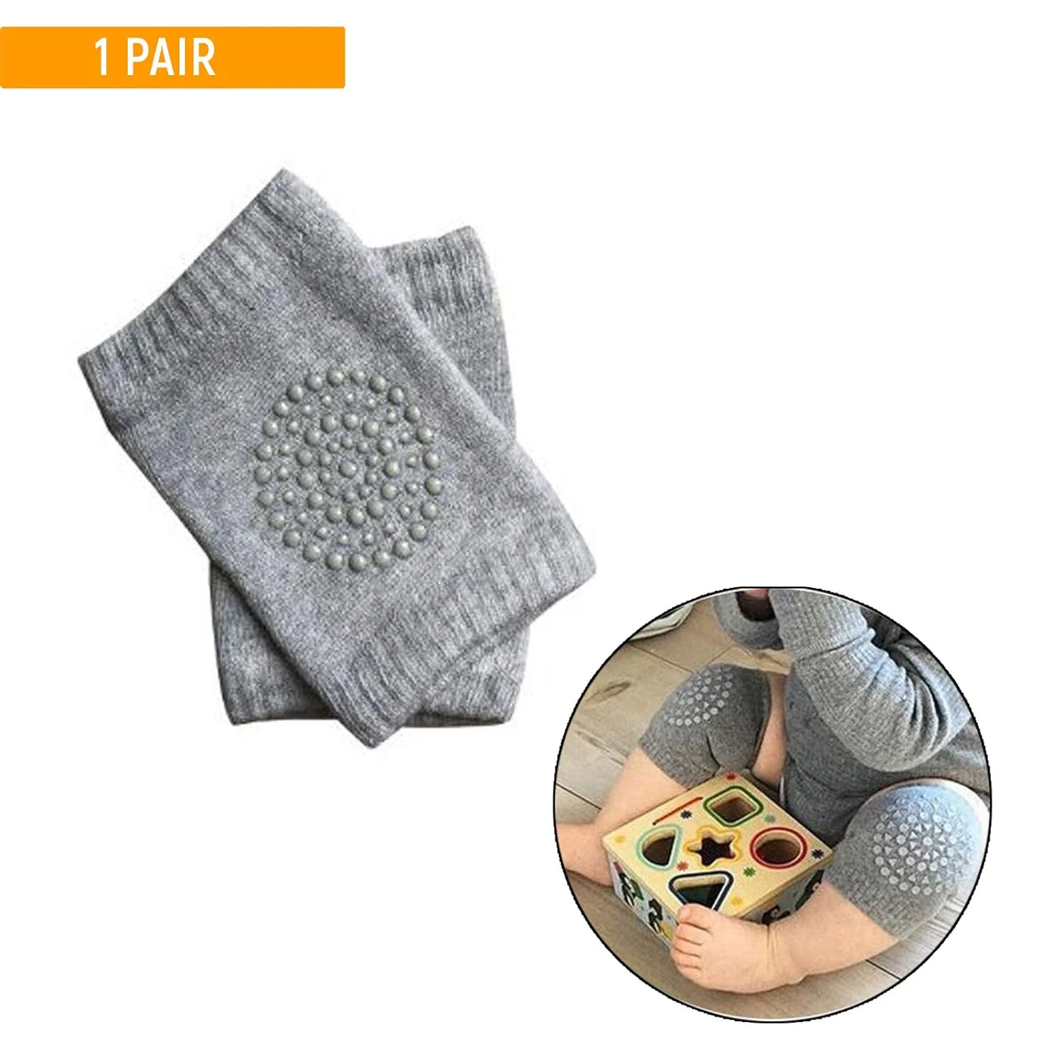 Safe-O-Kid-Anti Slip Elbow and Knee Pads/Guards-For Crawling Baby, Toddler & Infant-Grey - Image 2