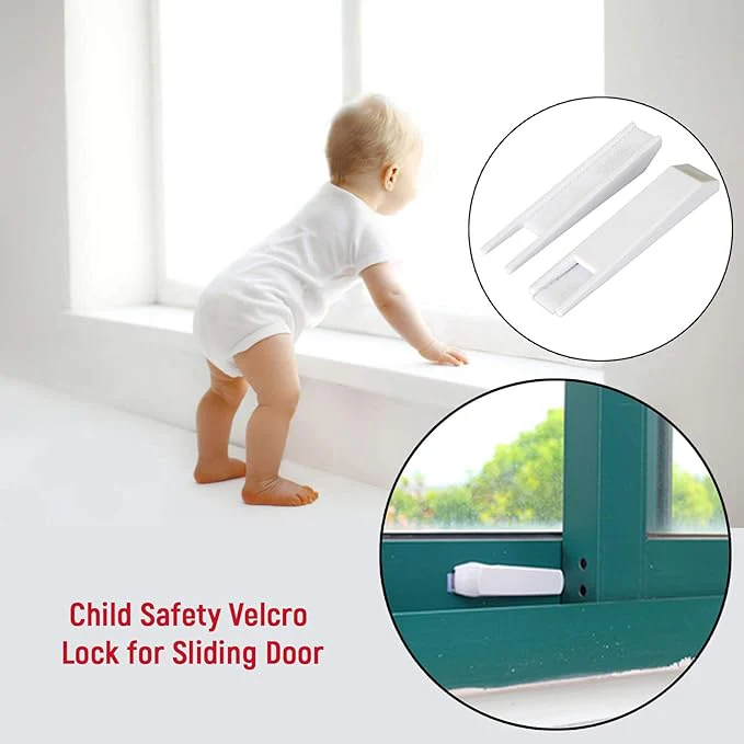 Safe-O-Kid Sliding Door/Window Lock-Fit All-Velcro Based-Sleek Wedge Shaped-Pack of 8 - Image 2