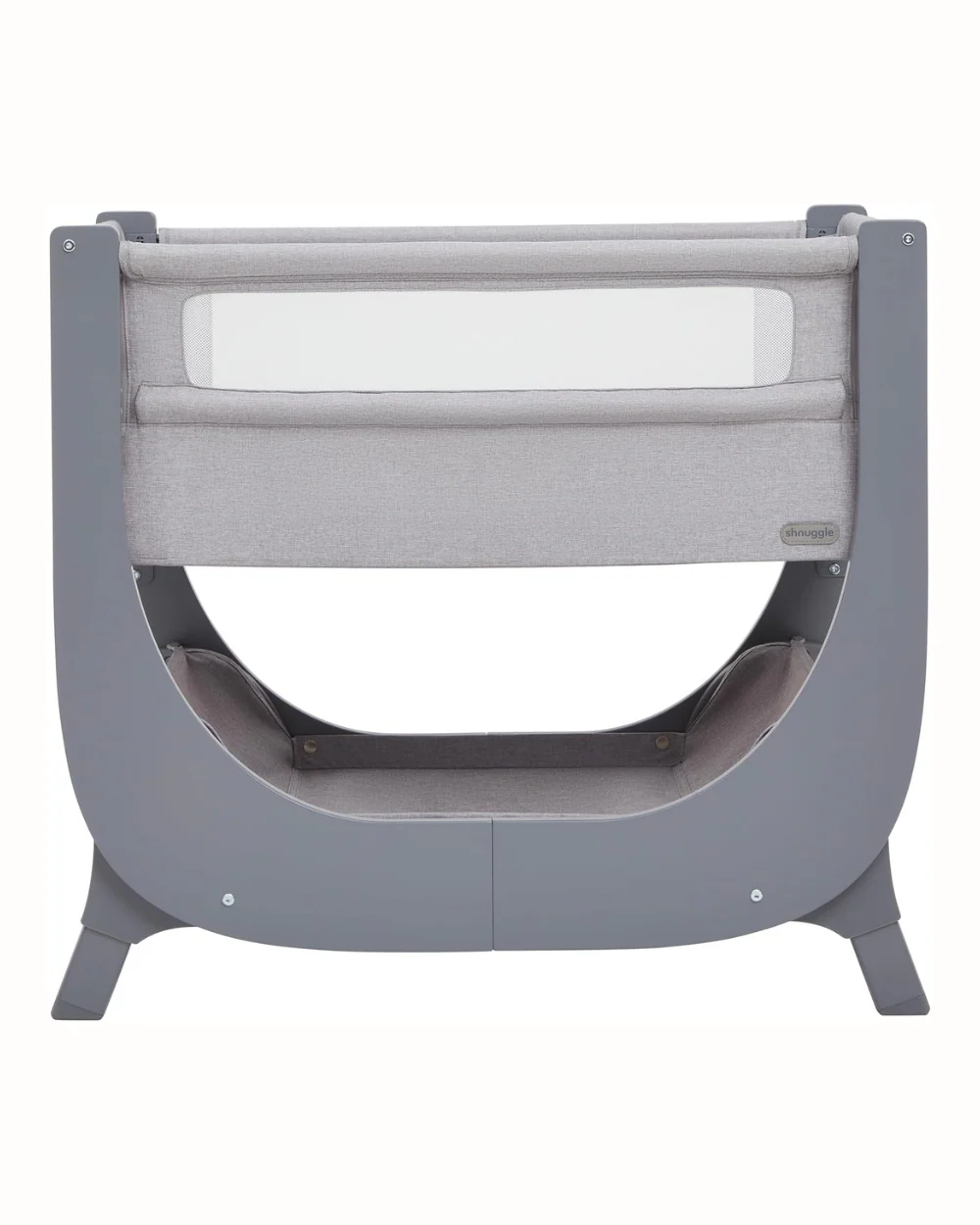 Shnuggle Air Lite Bedside Crib-With Firm, Hypoallergenic Mattress & Hammock Storage-Incline Option For Colic & Reflux-6 Positions Adjustable Height-Both Side Mesh Panels-For 0 to 6M (9 Kg)-Grey