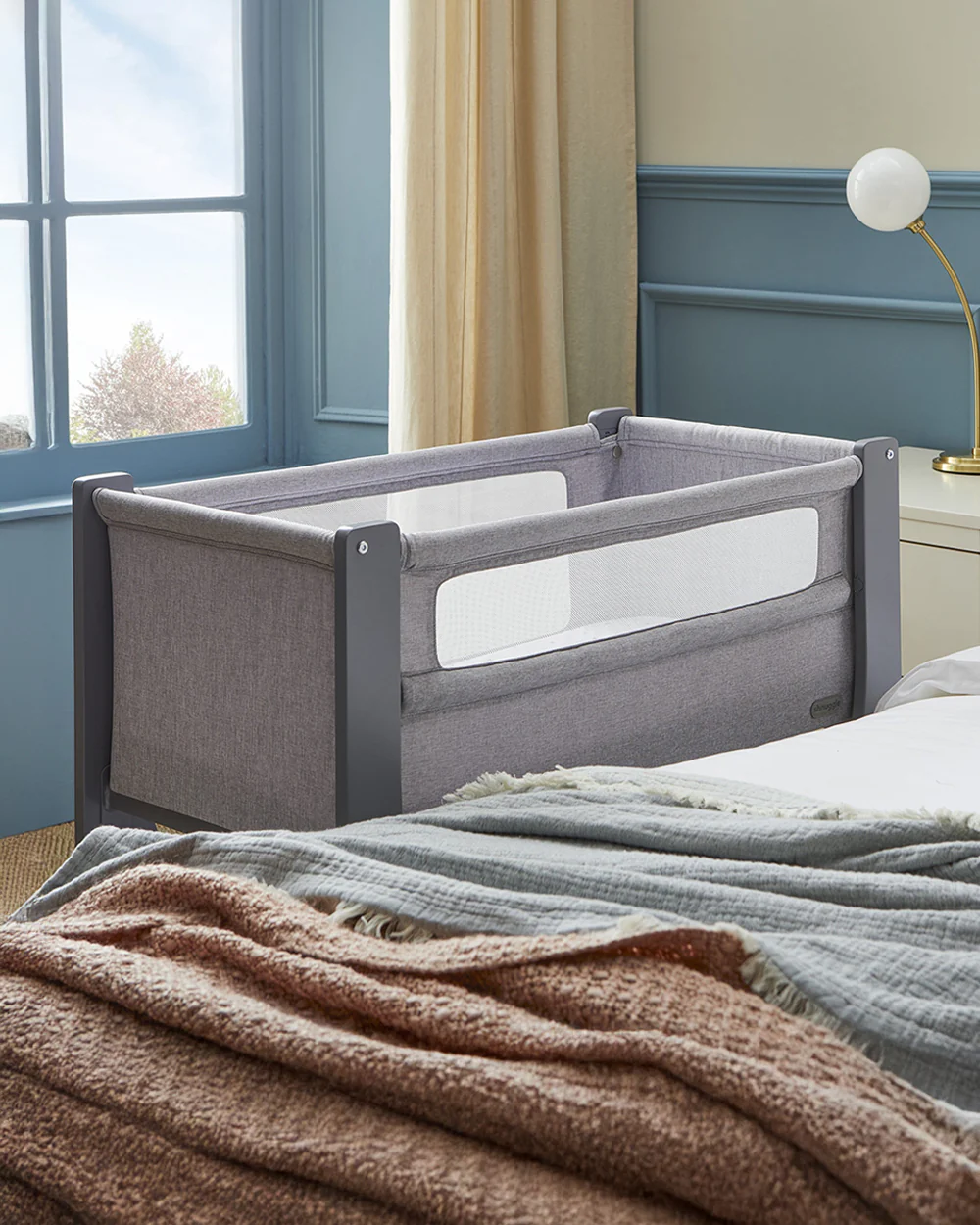 Shnuggle Air Lite Bedside Crib-With Firm, Hypoallergenic Mattress & Hammock Storage-Incline Option For Colic & Reflux-6 Positions Adjustable Height-Both Side Mesh Panels-For 0 to 6M (9 Kg)-Grey - Image 16