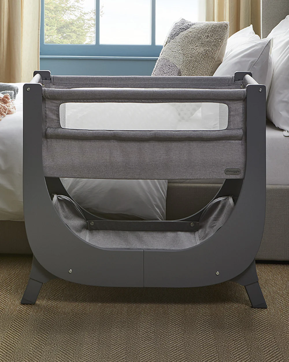 Shnuggle Air Lite Bedside Crib-With Firm, Hypoallergenic Mattress & Hammock Storage-Incline Option For Colic & Reflux-6 Positions Adjustable Height-Both Side Mesh Panels-For 0 to 6M (9 Kg)-Grey - Image 17