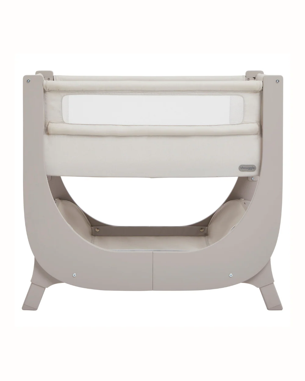 Shnuggle Air Lite Bedside Crib-With Firm, Hypoallergenic Mattress & Hammock Storage-Incline Option For Colic & Reflux-6 Positions Adjustable Height-Both Side Mesh Panels-For 0 to 6M (9 Kg)-Taupe