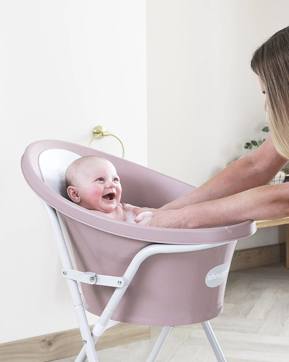 Shnuggle Newborn Bath Tub-With Bum Bump Support-Soft Foam Backrest & Non-Slip Base-BPA Free-0 to 12M-Taupe - Image 6