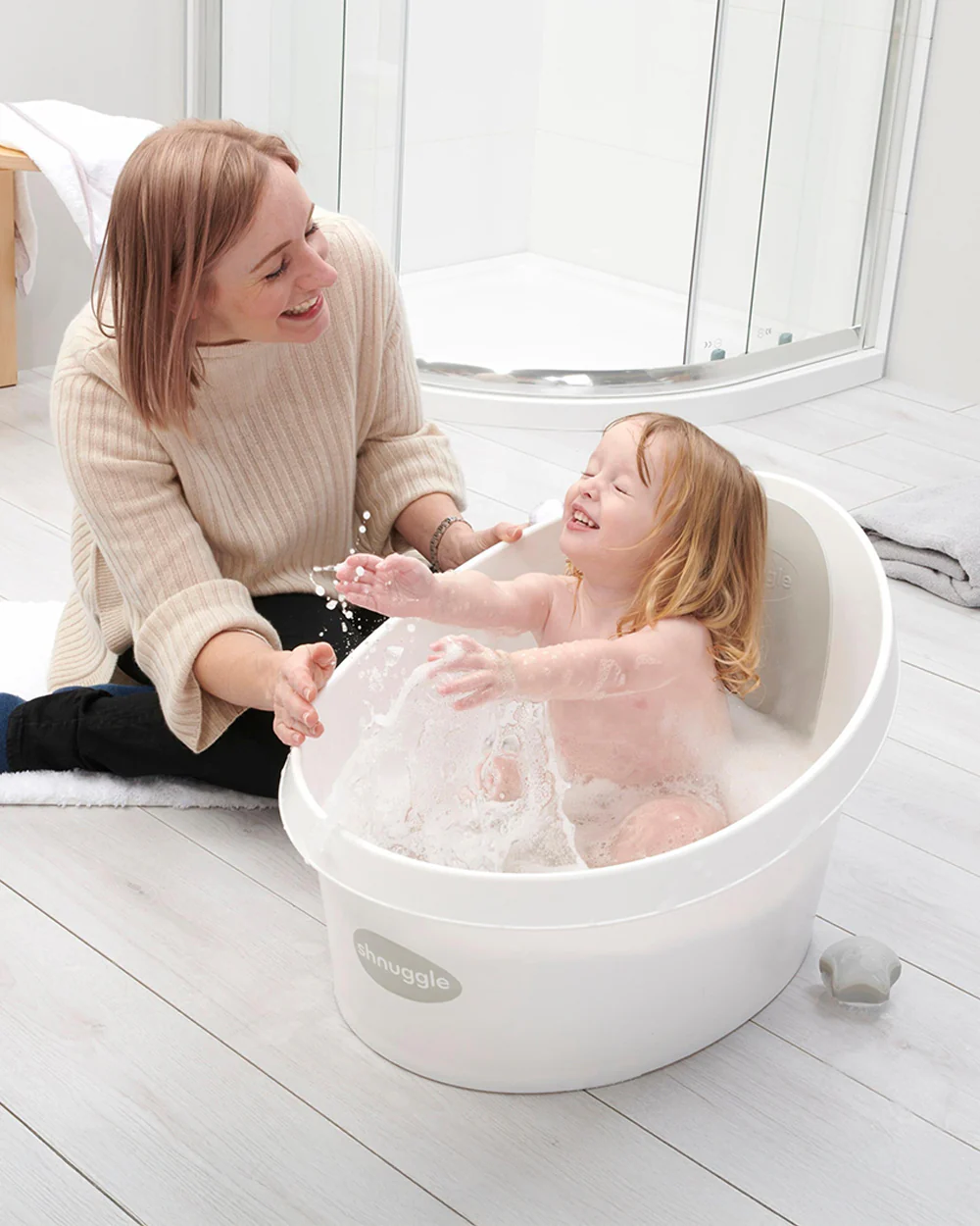 Shnuggle Toddler Bath Tub-With Bum Bump Support-Soft Foam Backrest & Non-Slip Base-Fits in Shower & Adult Bath-BPA Free-12 to 48M-Taupe - Image 3