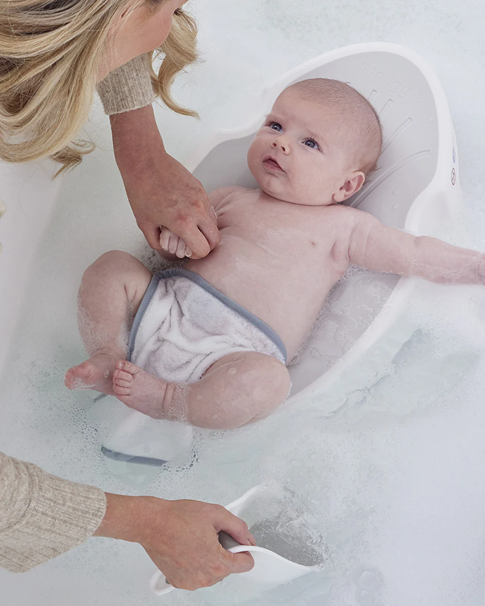 Shnuggle Baby Bather-Non Slip and Soft Warm to Touch Backrest-Water Level Indicator-0 to 6M-Taupe - Image 2