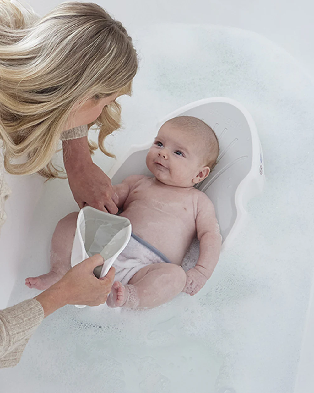 Shnuggle Baby Bather-Non Slip and Soft Warm to Touch Backrest-Water Level Indicator-0 to 6M-Taupe - Image 5