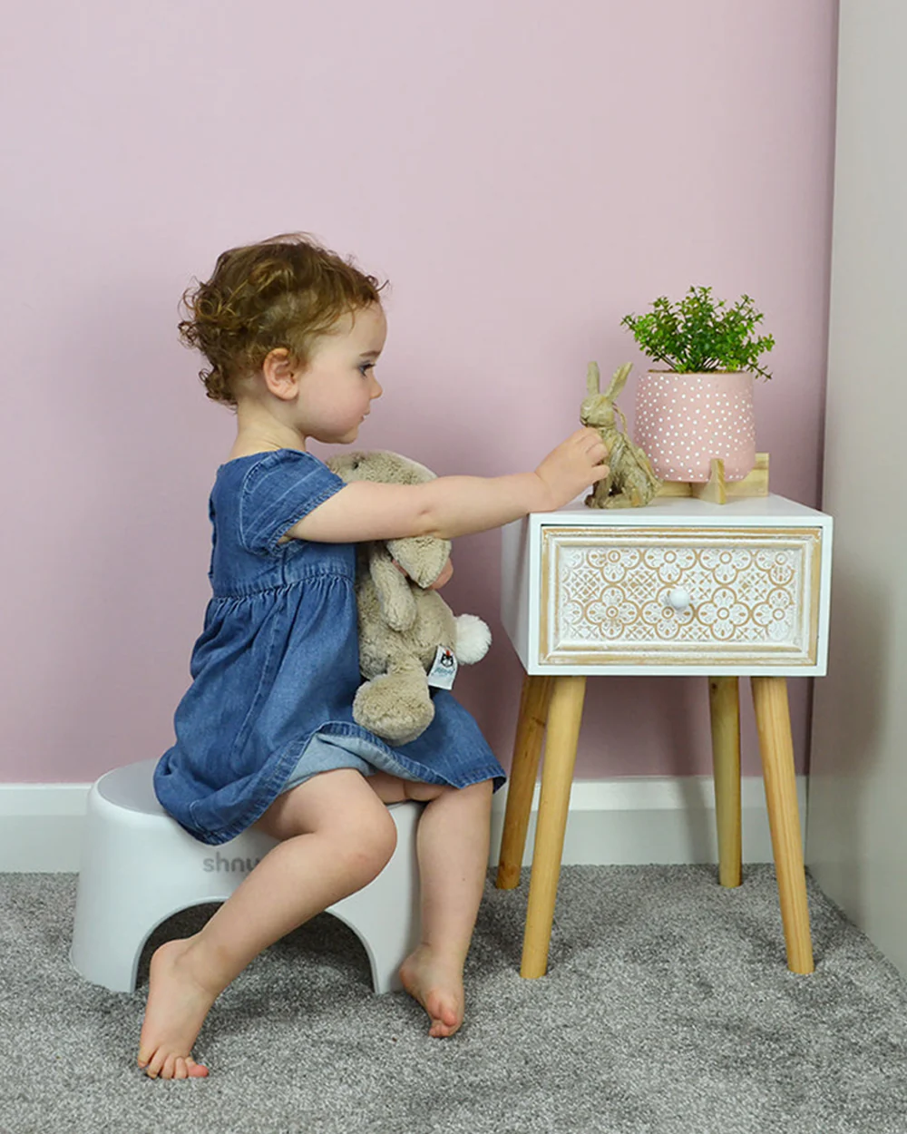 Shnuggle Baby Step Stool-BPA free-Non Slip Base with Anti Bacterial Top-Lightweight-White - Image 5