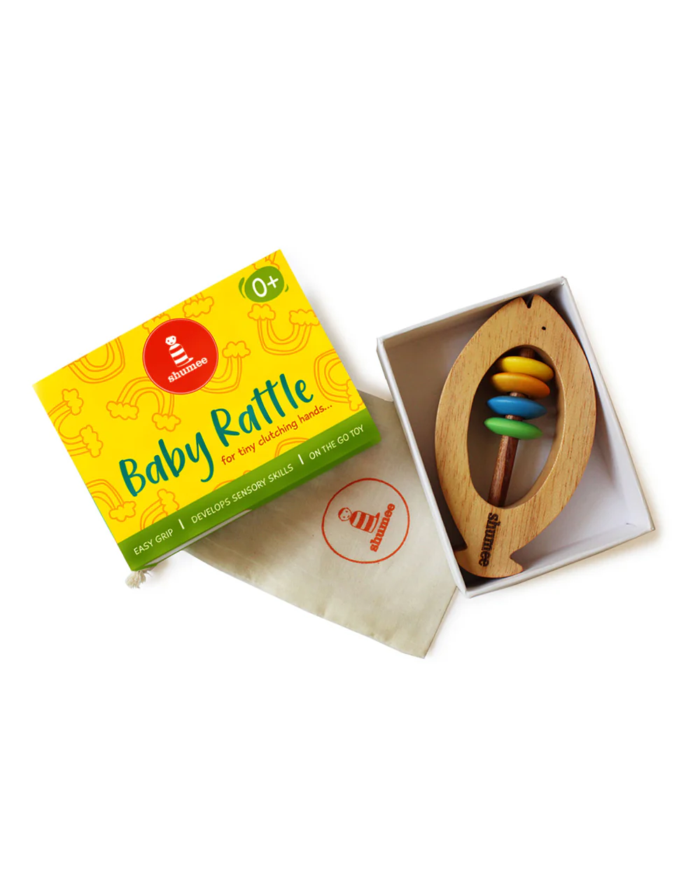 Shumee Fish Shaped Neem Wooden Teether Rattle Toy-Smooth Edges & Non Toxic-For Infants - Image 11