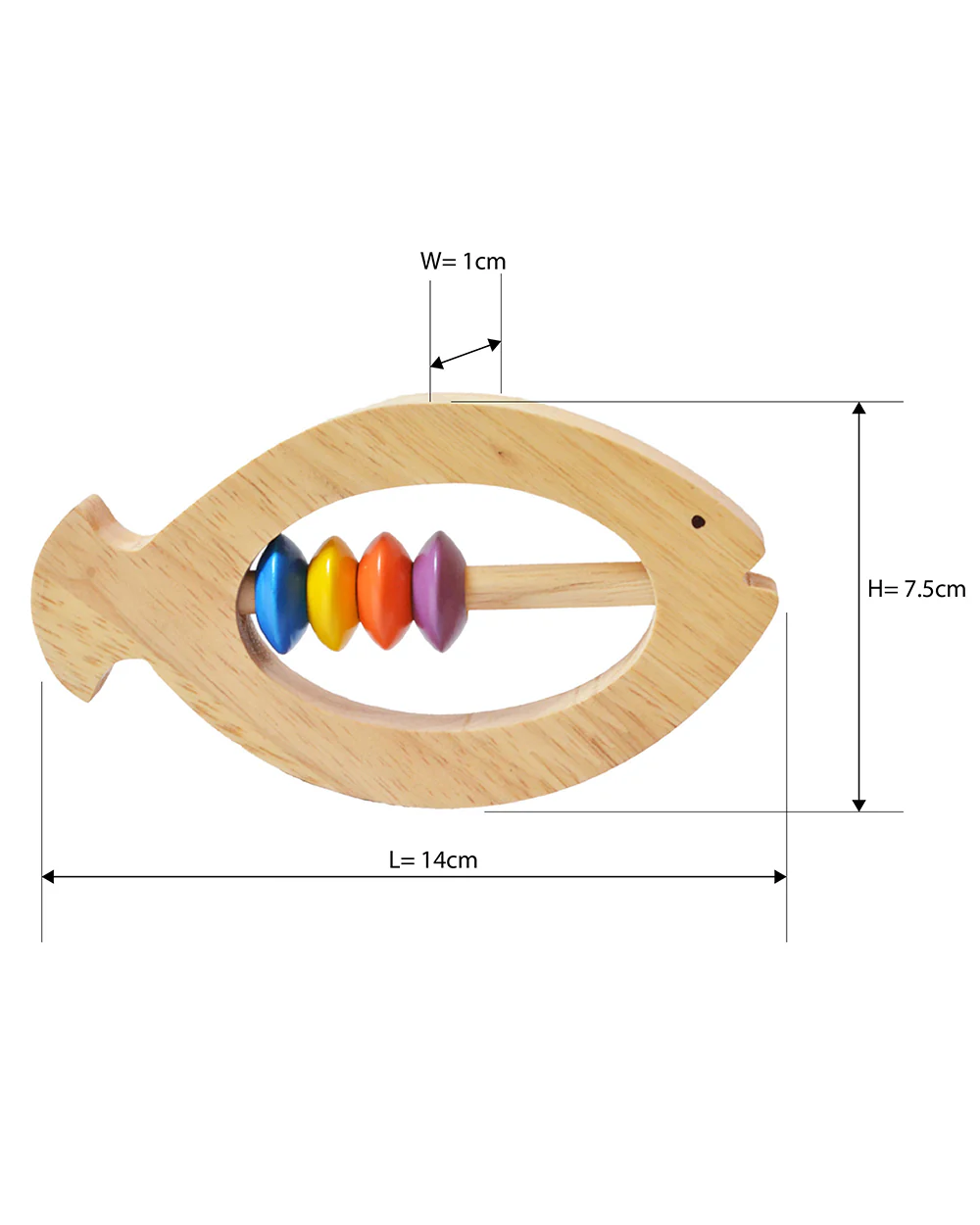 Shumee Fish Shaped Neem Wooden Teether Rattle Toy-Smooth Edges & Non Toxic-For Infants - Image 6