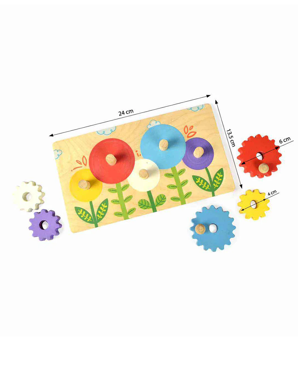 Shumee Flower Garden Wooden Gear Toy-With 5 Gears-Shape Sorter & Stacker-Learning & Educational Toys-12M+ - Image 5