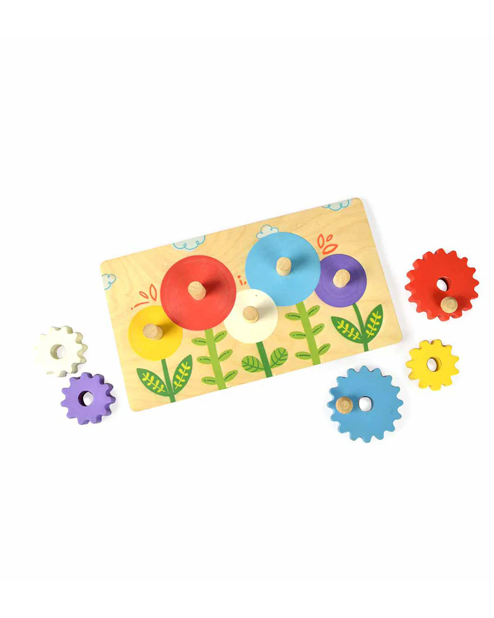 Shumee Flower Garden Wooden Gear Toy-With 5 Gears-Shape Sorter & Stacker-Learning & Educational Toys-12M+ - Image 7