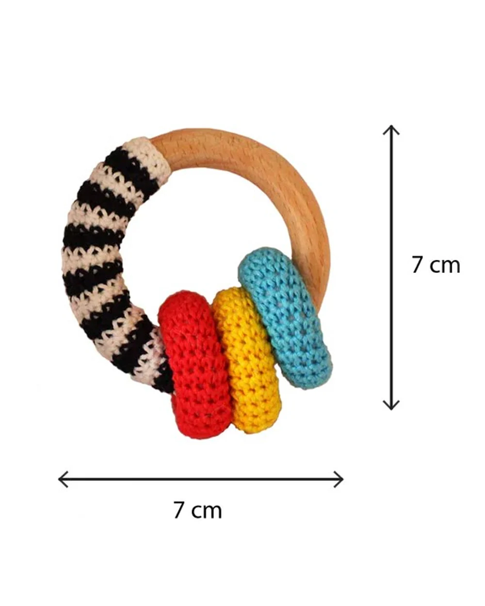 Shumee High Contrast Crochet & Wooden Teether Rattle Toy-Improves Tactile Stimulation-For Infants - Image 6