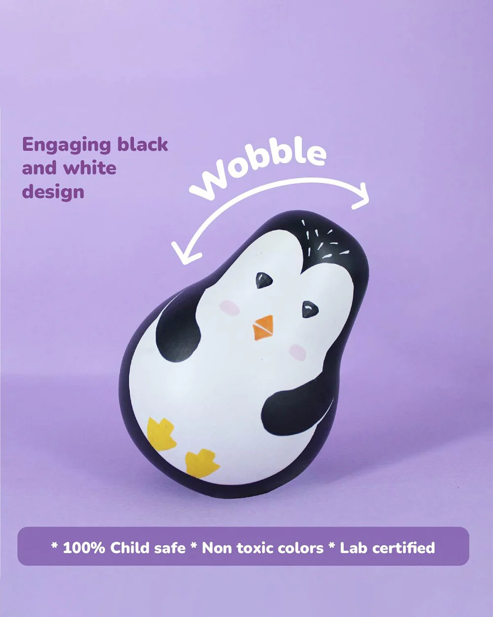 Shumee Penguin Roly Poly Wooden Musical Toy-12M+ - Image 4