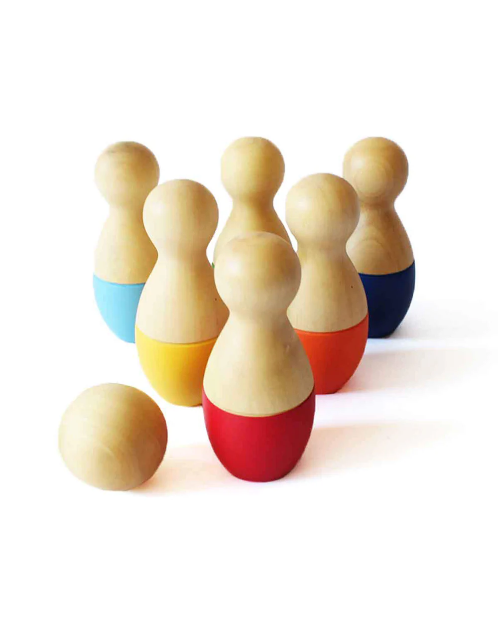 Shumee Wooden Mini Bowling Pins-With 6 Colorful Bowling Pins & 1 Wooden Ball-Indoor Toy-12M+ - Image 6