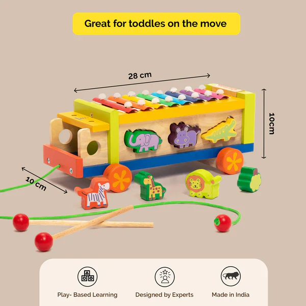 Shumee Wooden Musical Shape Sorter Truck Musical Toy-12M+ - Image 7