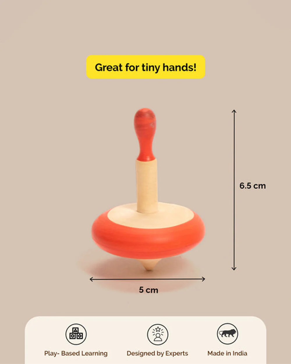 Shumee Wooden Spin Tops-Indoor Toy-Set Of 3-Wooden & Non Toxic-36M+ - Image 4