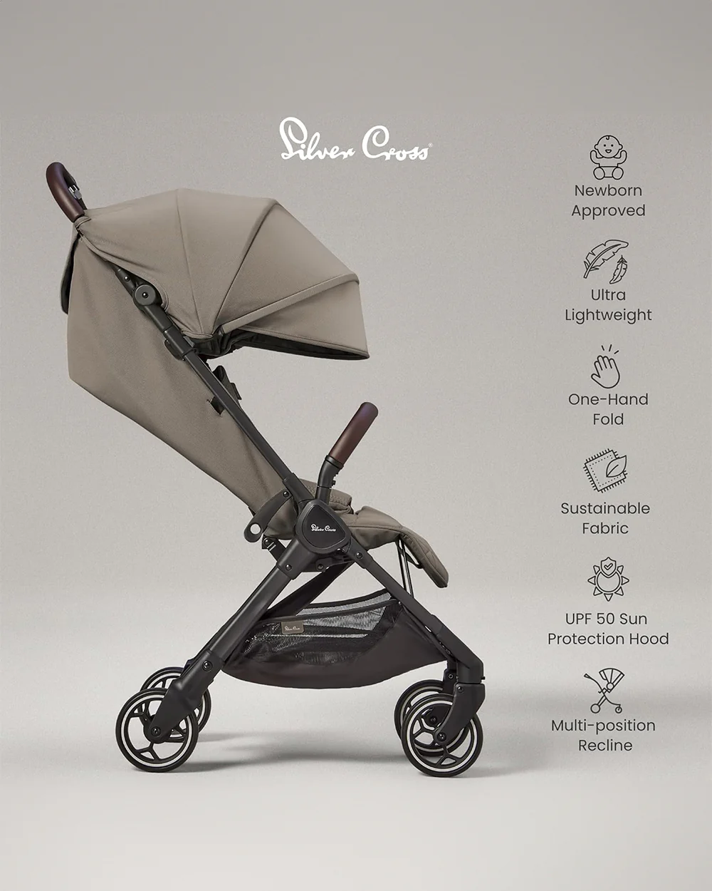 Silver Cross Clic Cabin Friendly Stroller-With Stroller Bag-One Hand Fold-Includes Rain Cover-For 0 to 4Y (Upto 22 kg)-Cobble - Image 9