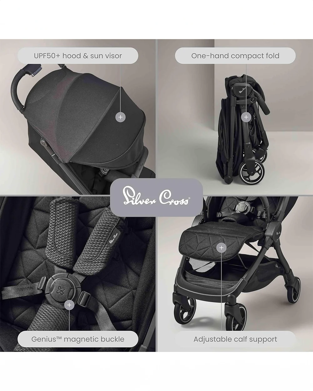 Silver Cross Clic Cabin Friendly Stroller-One Hand Fold-Flat Reclining Seat-Includes Rain Cover-2 Years Warranty-Pram for 0 to 4Y (Upto 22 Kg)-Space - Image 7