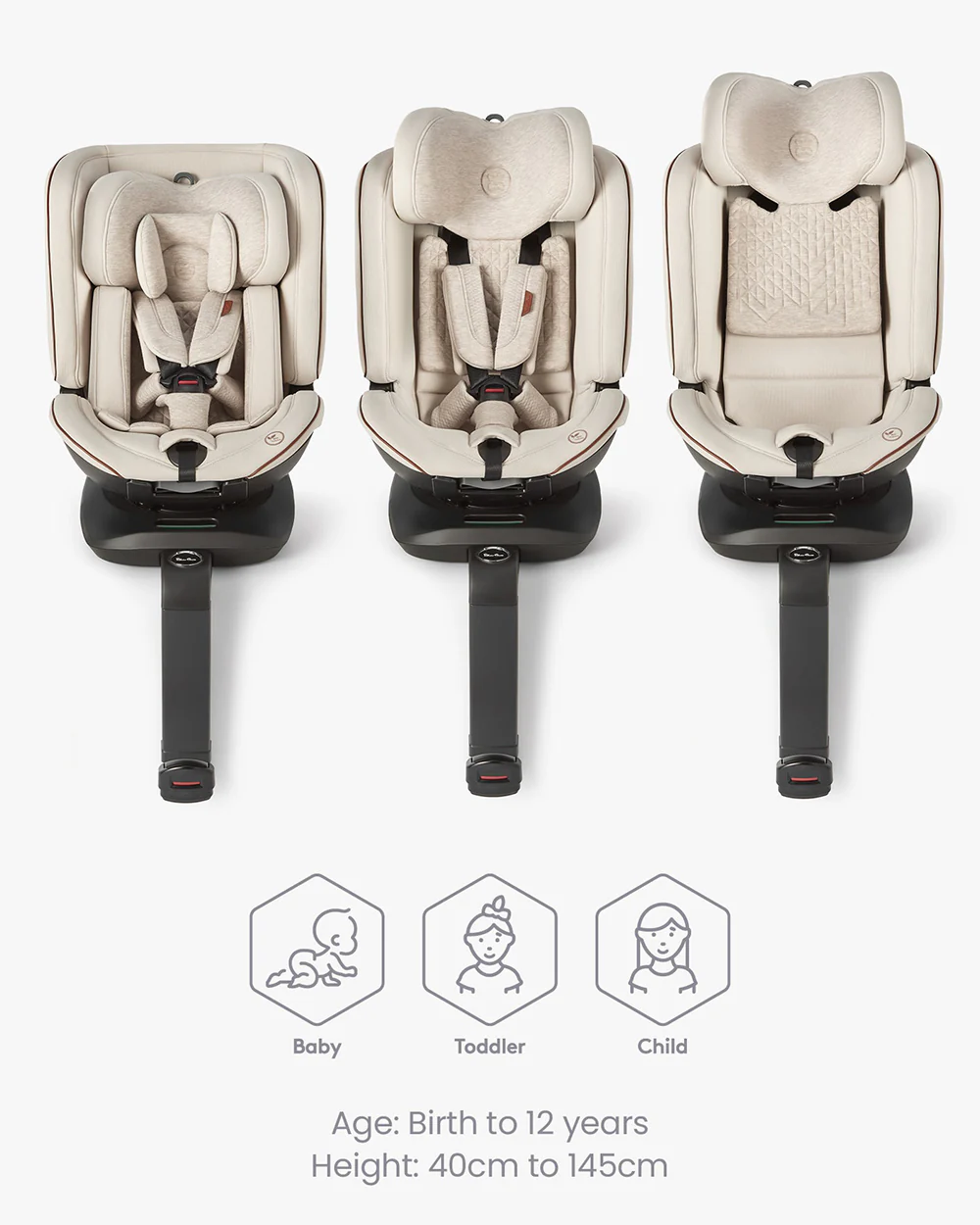 Silver Cross Motion All Size 360 Baby Convertible Car Seat-Easy Lock ISOFIX-R129 Certified-360 Degree Rotation-For 0M+ (Upto 12Y)-Almond - Image 17
