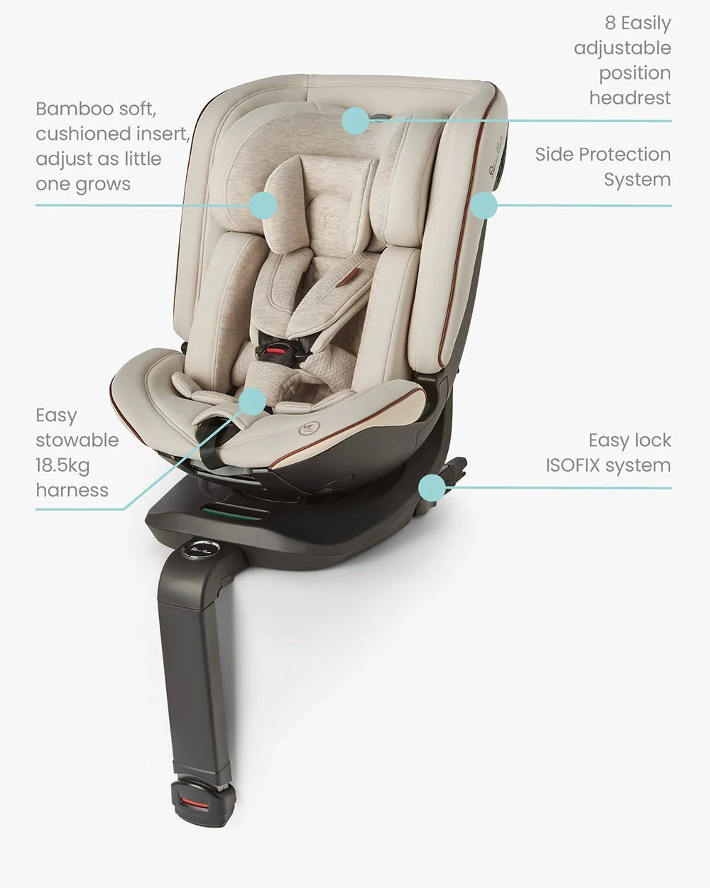 Silver Cross Motion All Size 360 Baby Convertible Car Seat-Easy Lock ISOFIX-R129 Certified-360 Degree Rotation-For 0M+ (Upto 12Y)-Almond - Image 18
