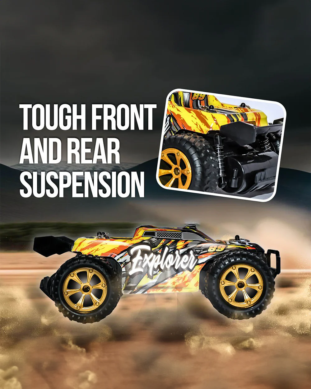 Sirius Dune Drifter Remote Control Car with LED Lights-Easy to Use-Vehicle Toy-Orange - Image 6