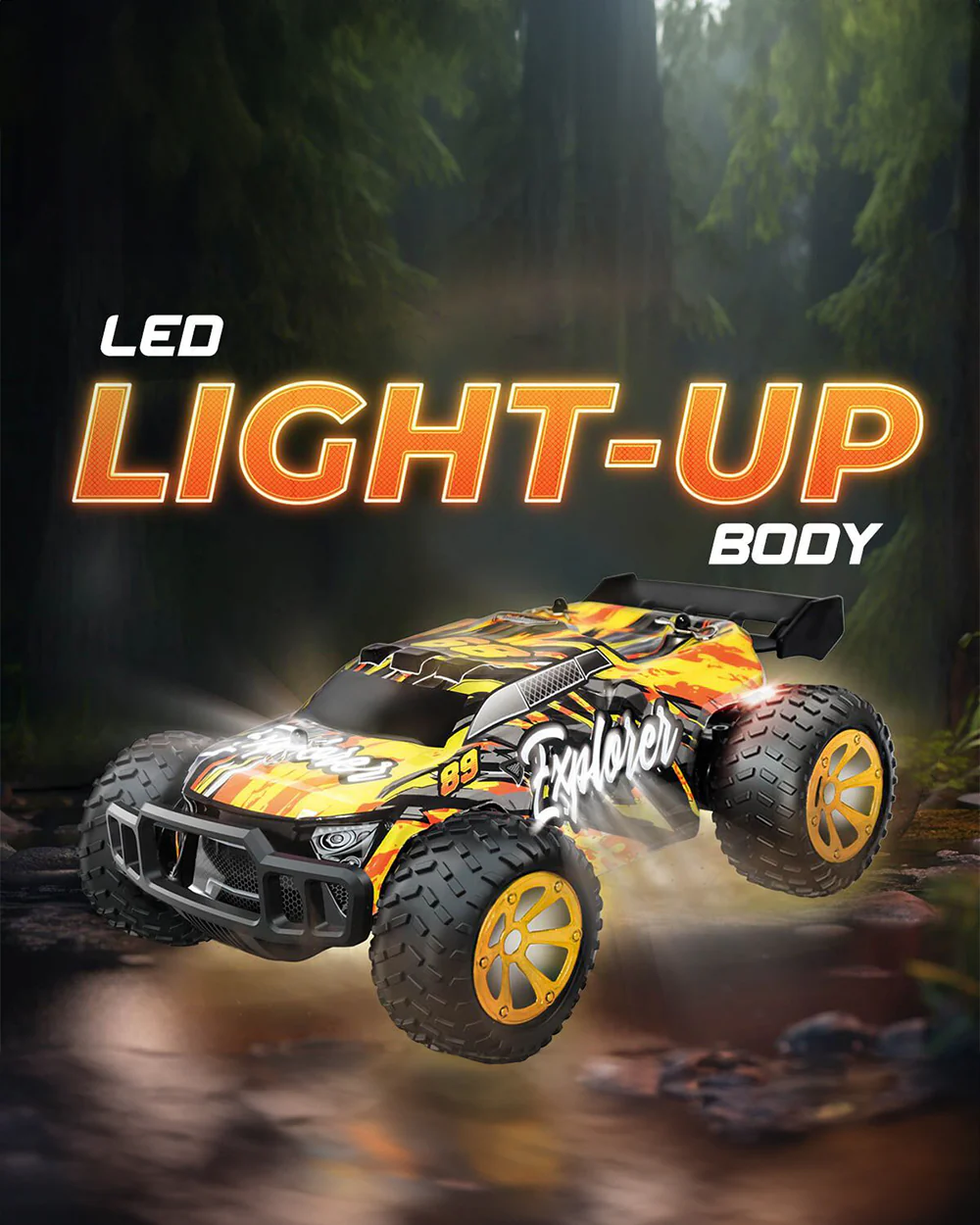 Sirius Dune Drifter Remote Control Car with LED Lights-Easy to Use-Vehicle Toy-Orange - Image 8