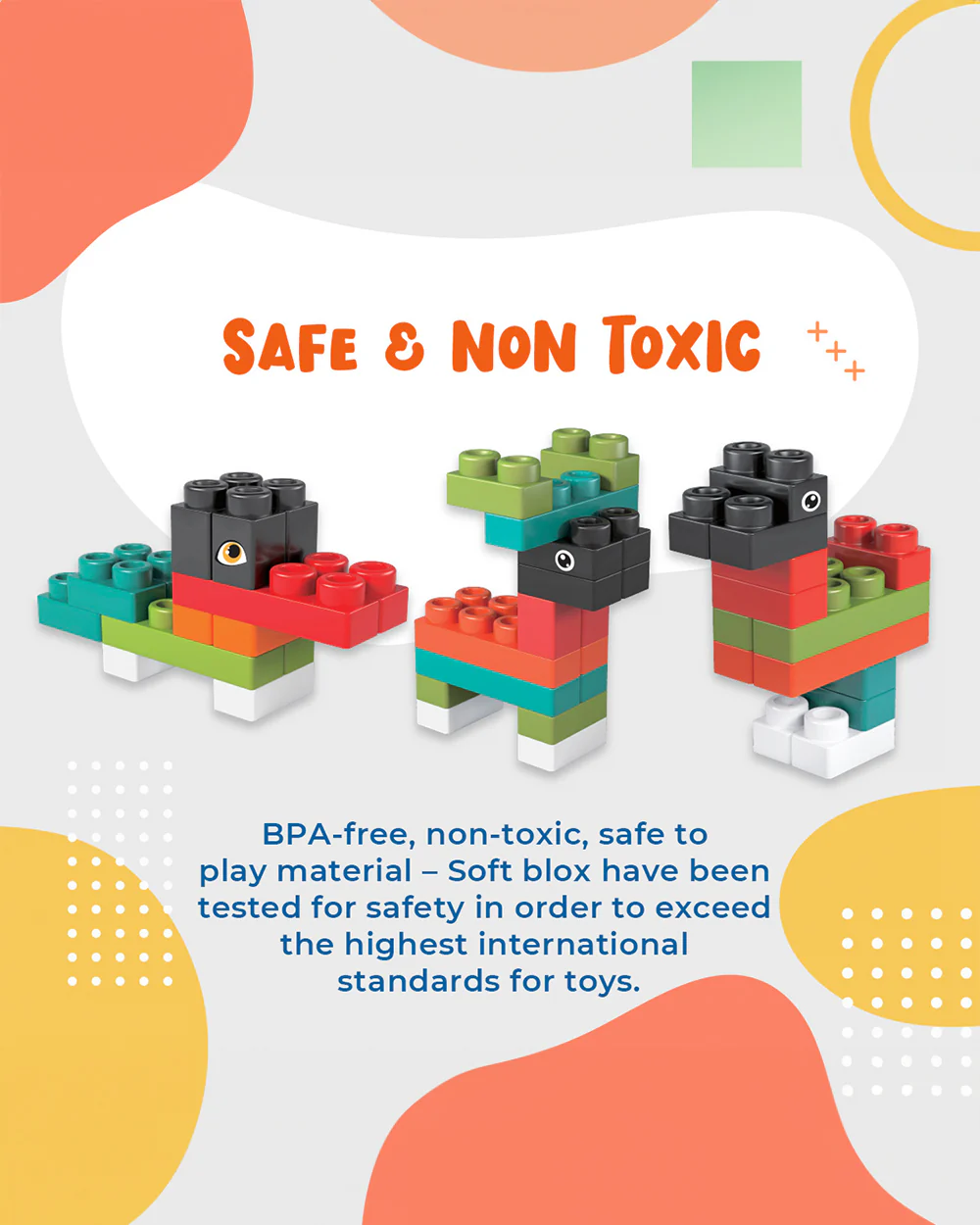 Sirius Toys Soft Blox Building Blocks-56 Piece Set-Flexible and Washable Blocks-Learning Set - Image 5