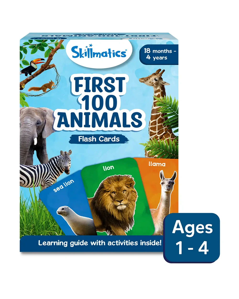 Skillmatics First 100 Animals Flash Cards-50 Double Sides Cards-Enhances Learning-Learning & Educational Toys-12M+