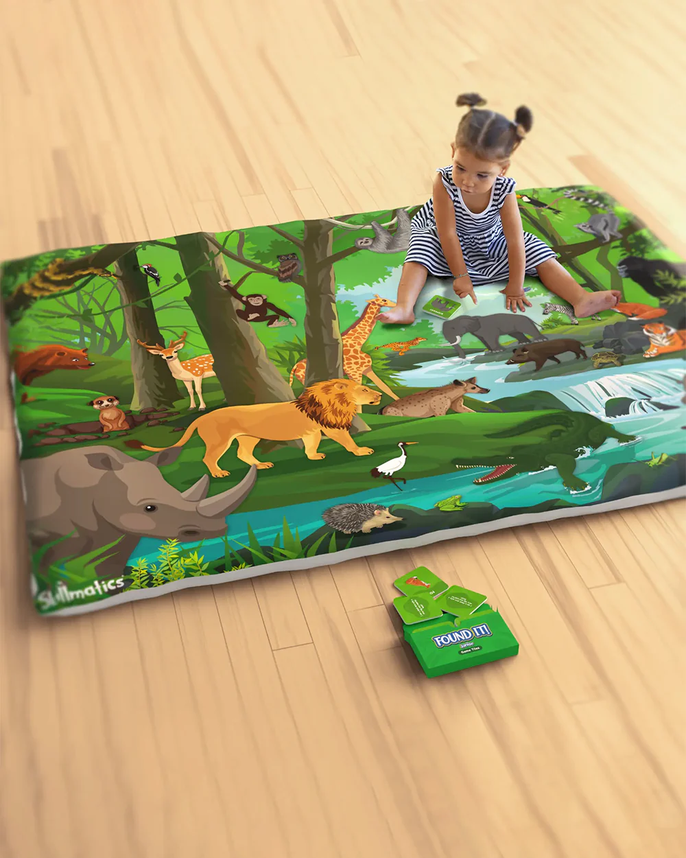 Skillmatics Found It Junior Amazing Animals Playmat-Include 35 Search & Find Game Cards-Develop Observation Skills-18M+