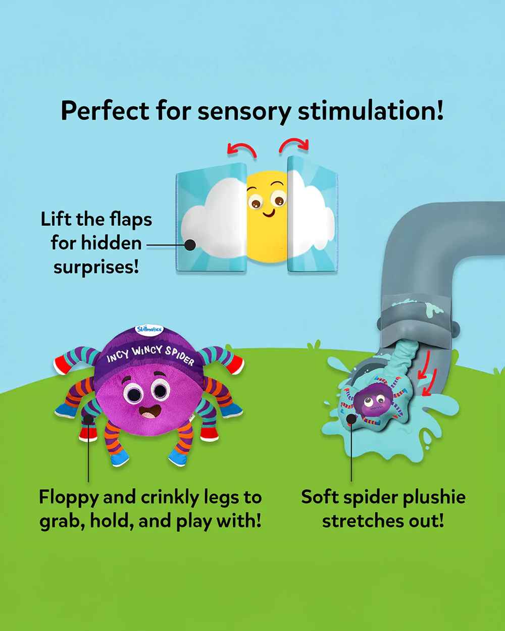 Skillmatics Incy Wincy Spider Cloth Book-Floopy & Crinky Legs to grab, hold & play-Learning & Educational Toys-6M+ - Image 3