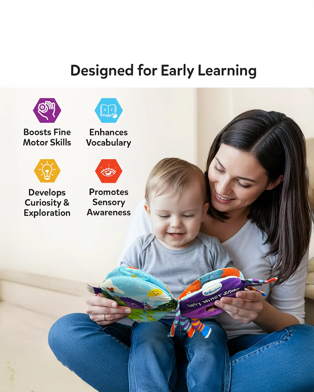 Skillmatics Incy Wincy Spider Cloth Book-Floopy & Crinky Legs to grab, hold & play-Learning & Educational Toys-6M+ - Image 4