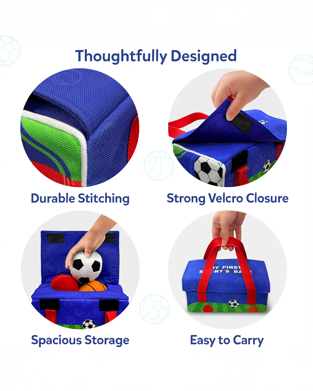 Skillmatics My First Sports Bag-Plush Rattle Toy-With Squeaker and Crinkle Balls-Sparks Sensory Exploration-6M+ - Image 7