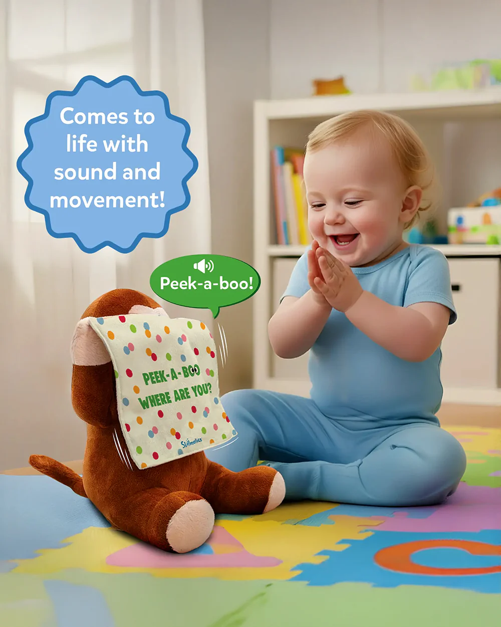 Skillmatics Peek-A-Boo Monkey Soft Toy-Interactive Plush with Sound & Motion-12M+ - Image 4