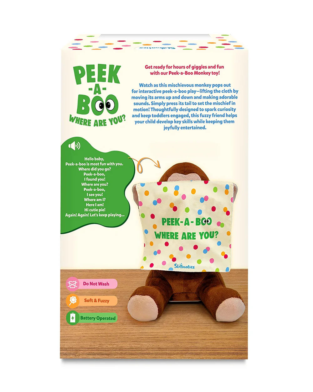 Skillmatics Peek-A-Boo Monkey Soft Toy-Interactive Plush with Sound & Motion-12M+ - Image 8
