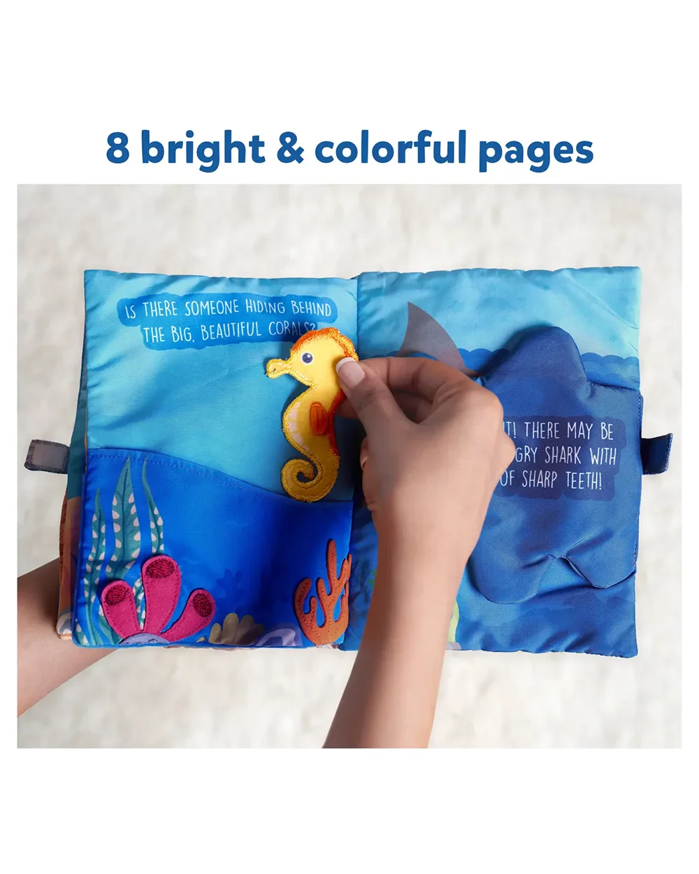 Skillmatics Peek-A-Boo Under The Sea Cloth Book-8 Colorful Pages-Enhances Tactile Stimulation-Learning & Educational Toys-6M+ - Image 3