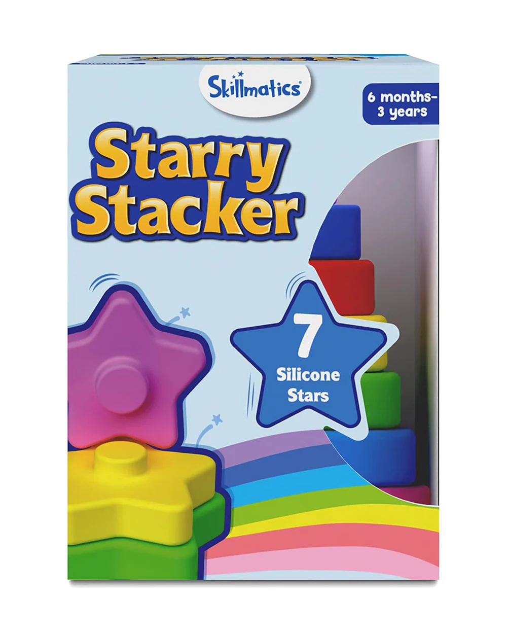 Skillmatics Starry Stacker-Includes 7 Silicone Stars-Shape Sorter & Stacker-Learning & Educational Toys-6M+