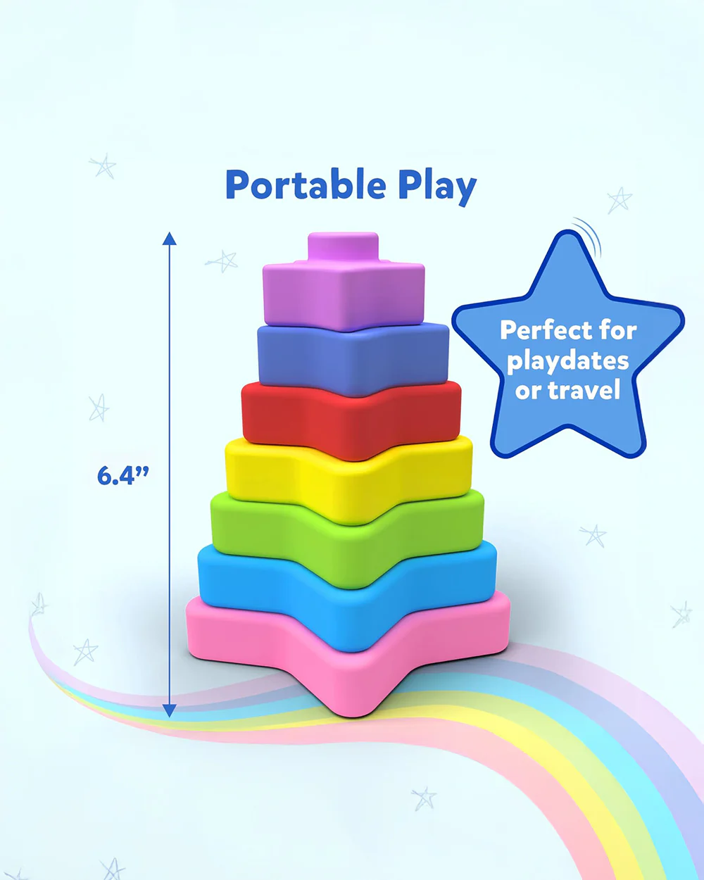 Skillmatics Starry Stacker-Includes 7 Silicone Stars-Shape Sorter & Stacker-Learning & Educational Toys-6M+ - Image 6