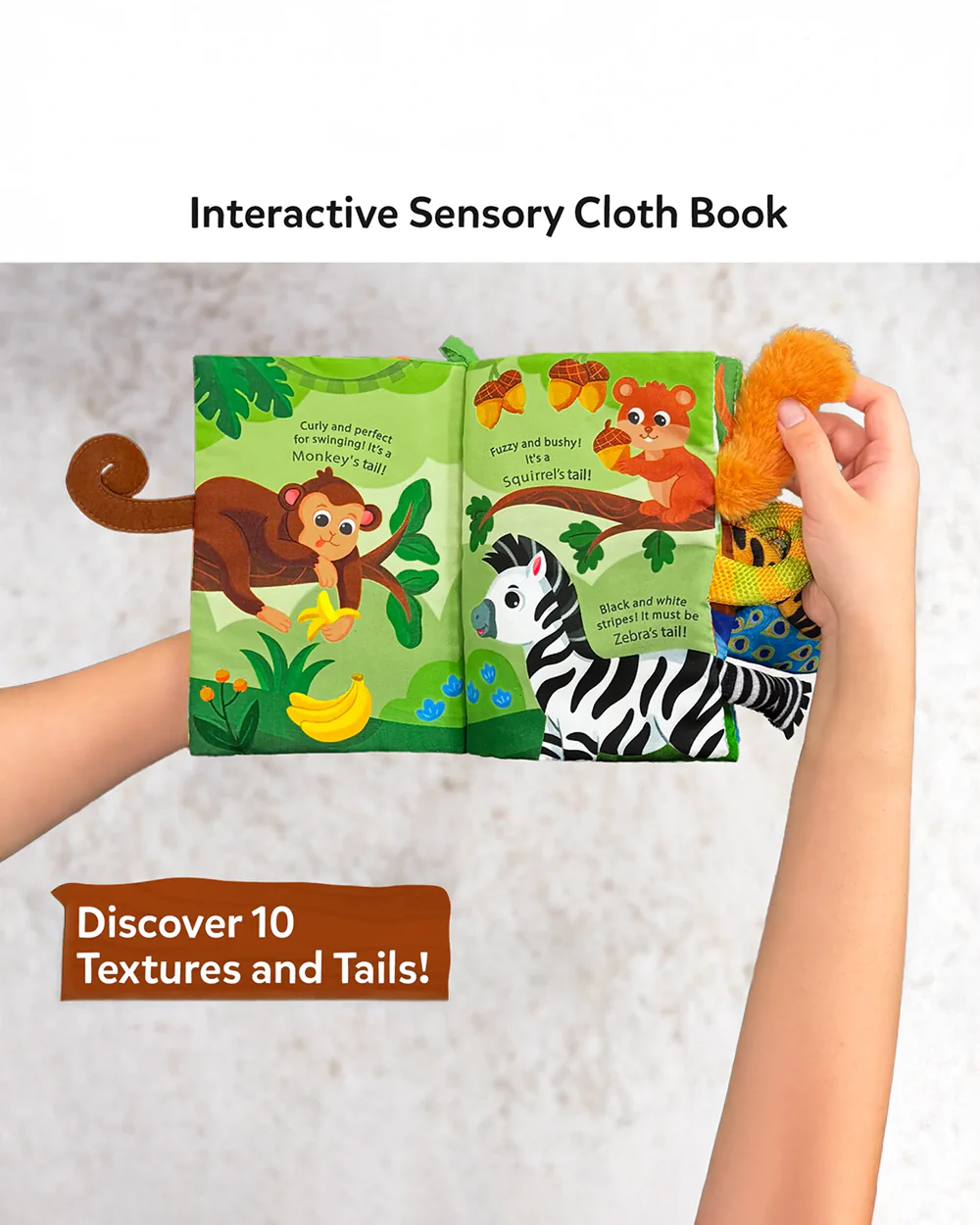 Skillmatics Whose Tail Is That Cloth Book-Tear Resistant with Crinkle Pages-Learning & Educational Toys-6M+ - Image 2
