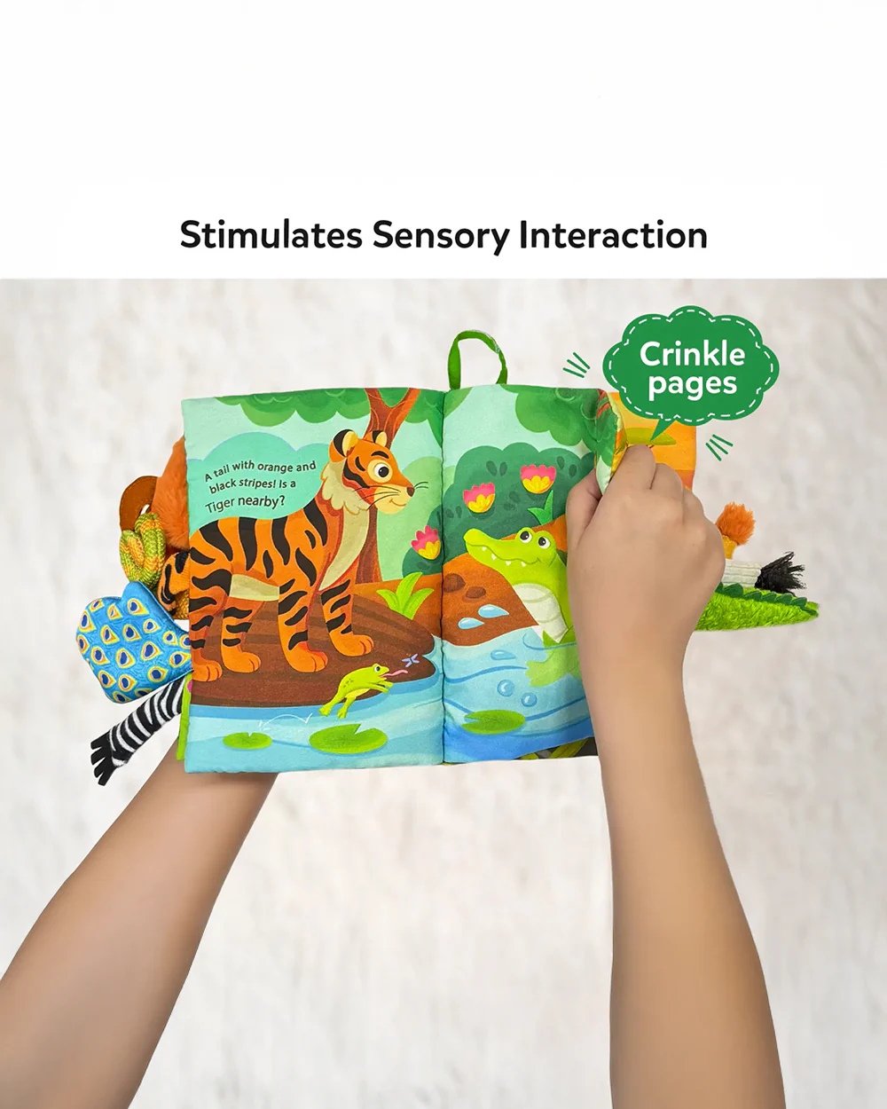 Skillmatics Whose Tail Is That Cloth Book-Tear Resistant with Crinkle Pages-Learning & Educational Toys-6M+ - Image 3