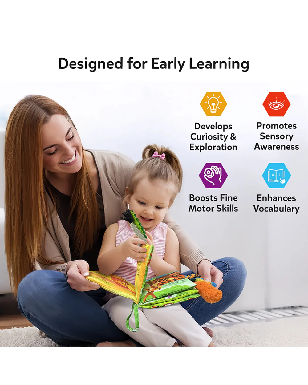Skillmatics Whose Tail Is That Cloth Book-Tear Resistant with Crinkle Pages-Learning & Educational Toys-6M+ - Image 6